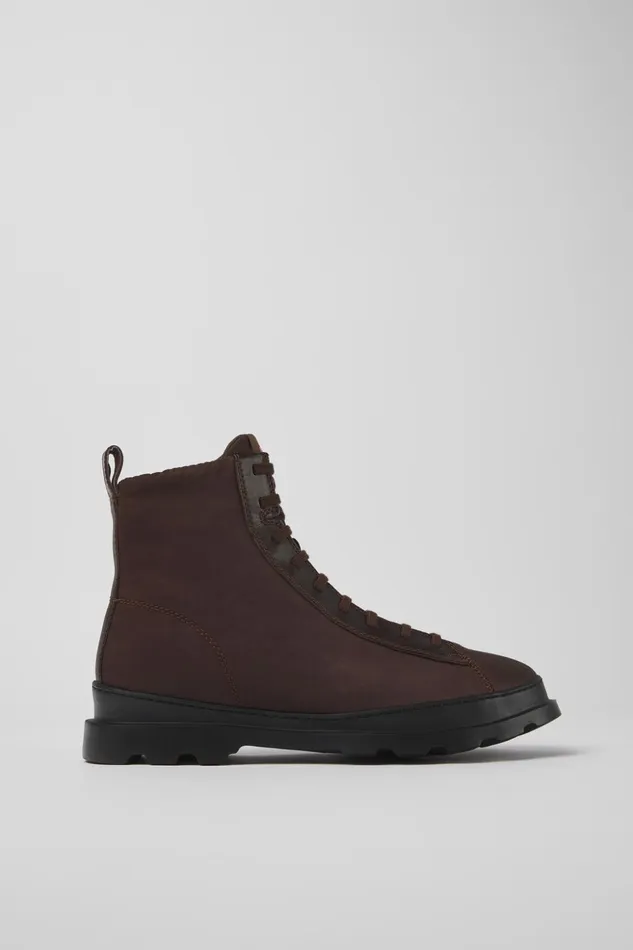 Men Brutus Brown Textile And Leather Ankle Boots Camper Ankle Boots Men Brutus Brown Textile And Leather Ankle Boots Camper Ankle Boots
