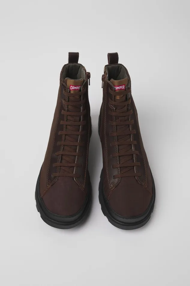 Men Brutus Brown Textile And Leather Ankle Boots Camper Ankle Boots Men Brutus Brown Textile And Leather Ankle Boots Camper Ankle Boots