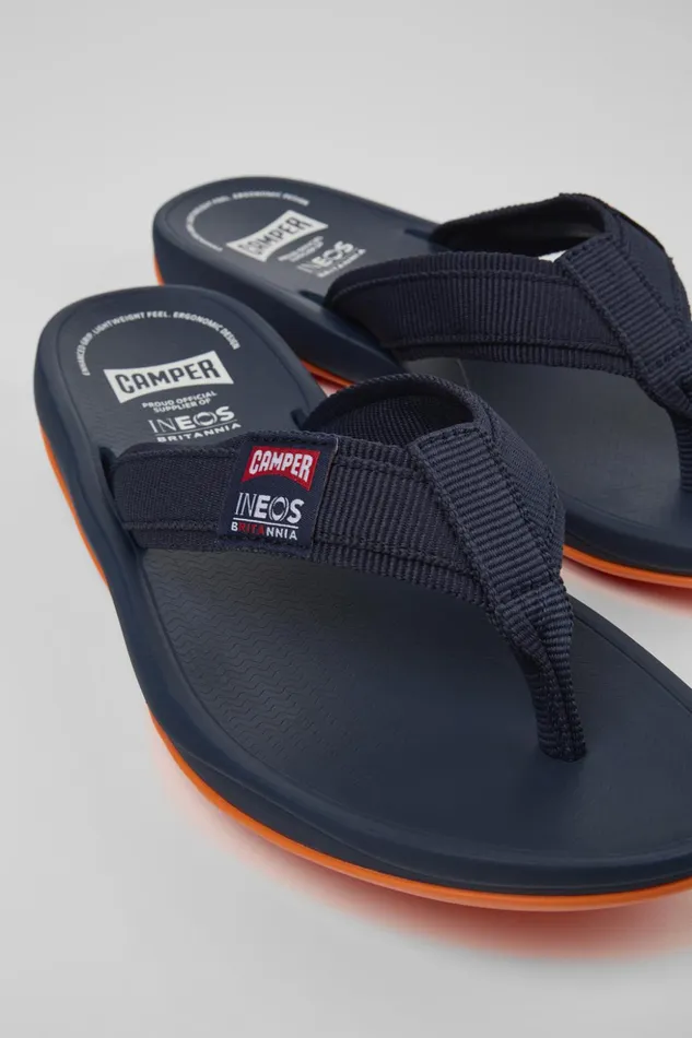 Men Camper X INEOS Britannia Blue Textile FlipFlops Camper Non Leather Shoes