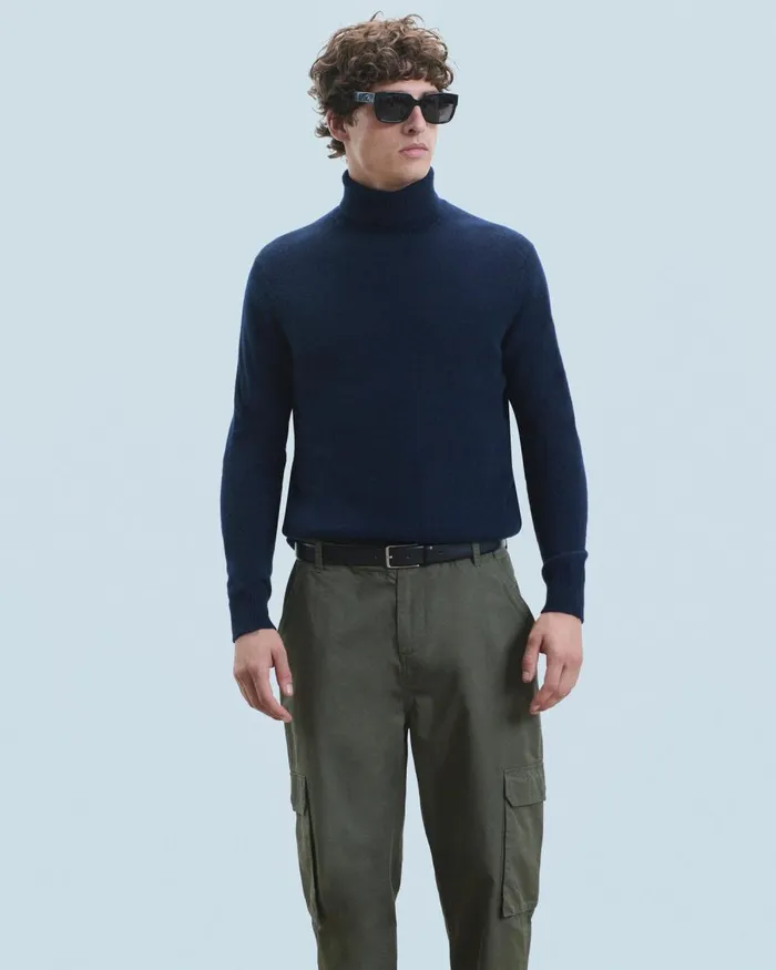 Men Cashmere Sweaters From Future Basic Thick Turtleneck Sweater Navy