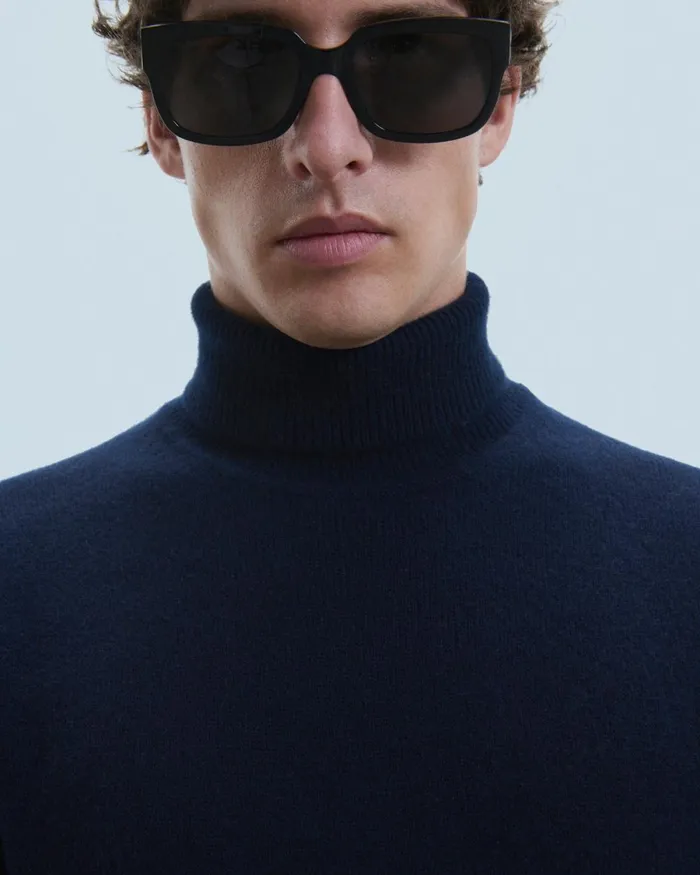 Men Cashmere Sweaters From Future Basic Thick Turtleneck Sweater Navy