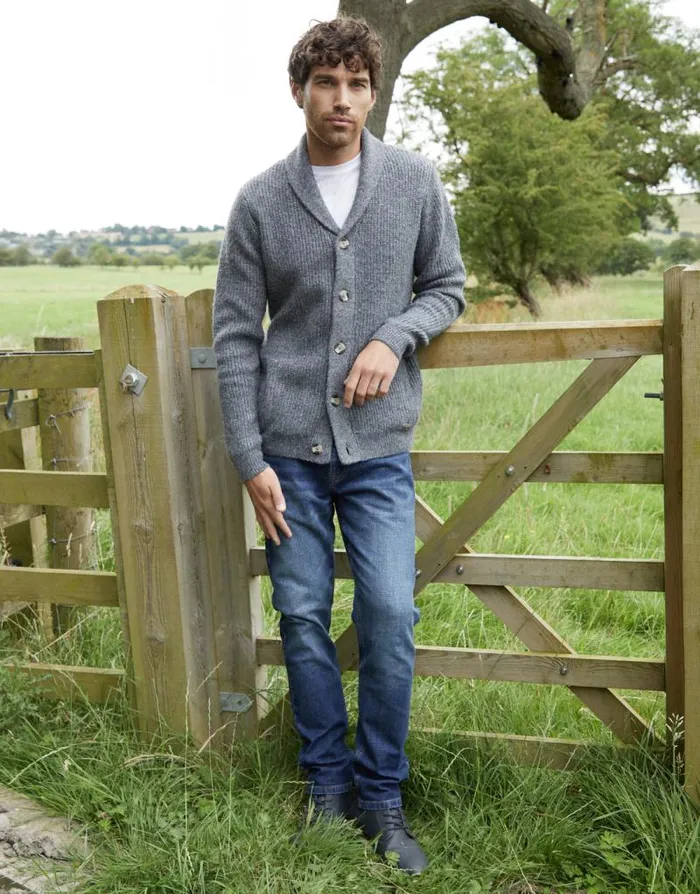Men Charcoal Marl Shawl Cardigan Threadbare Cardigans Men Charcoal Marl Shawl Cardigan Threadbare Cardigans