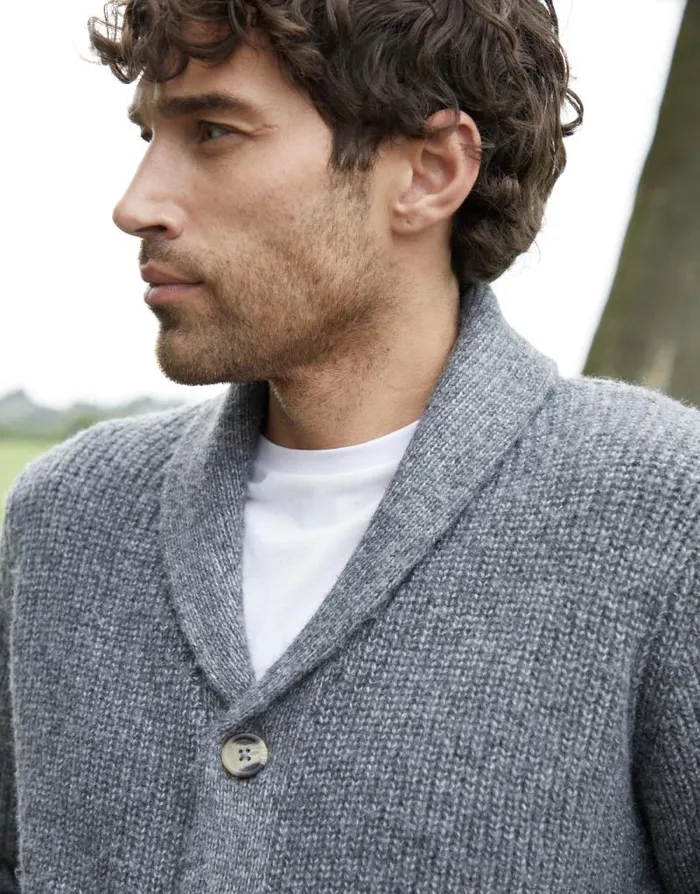 Men Charcoal Marl Shawl Cardigan Threadbare Cardigans Men Charcoal Marl Shawl Cardigan Threadbare Cardigans