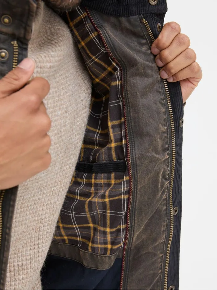Men Coats and Jackets Fat Face Hadley Brown Biker Jacket