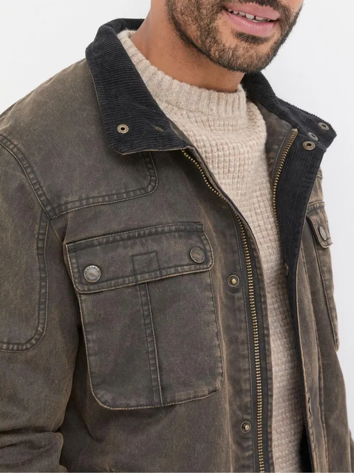 Men Coats and Jackets Fat Face Hadley Brown Biker Jacket