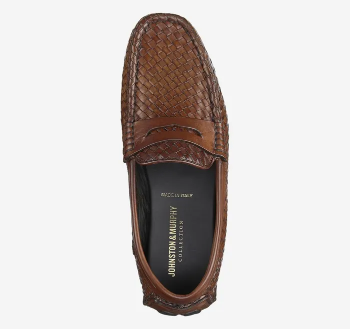 Men Dayton Woven Penny Loafer Brown Italian Calfskin JohnstonandMurphy SlipOns and Loafers Men Dayton Woven Penny Loafer Brown Italian Calfskin JohnstonandMurphy SlipOns and Loafers