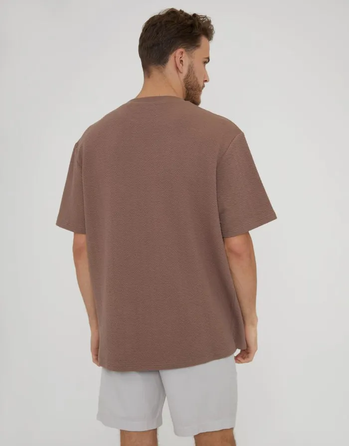 Men Deep Taupe Relaxed Fit Textured TShirt Threadbare TShirts Men Deep Taupe Relaxed Fit Textured TShirt Threadbare TShirts