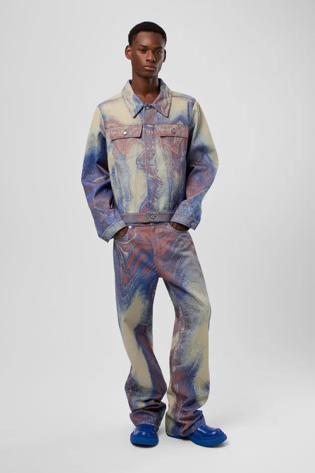 Men Denim Jacket BlueBeigeRed Denim Jacket Camper Denim Men Denim Jacket BlueBeigeRed Denim Jacket Camper Denim
