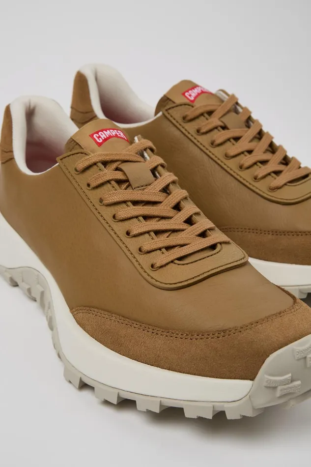 Men Drift Trail VIBRAM Brown Leather And Nubuck Sneakers Camper Sneakers
