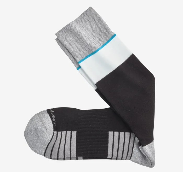 Men First In Comfort Block Stripe Socks Black JohnstonandMurphy Socks