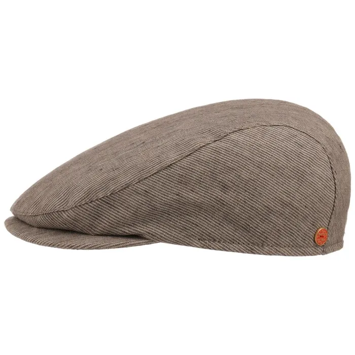 Men Flat Caps Mayser Matteo Stripes Linen Flat Cap Red