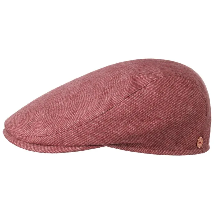 Men Flat Caps Mayser Matteo Stripes Linen Flat Cap Red Men Flat Caps Mayser Matteo Stripes Linen Flat Cap Red