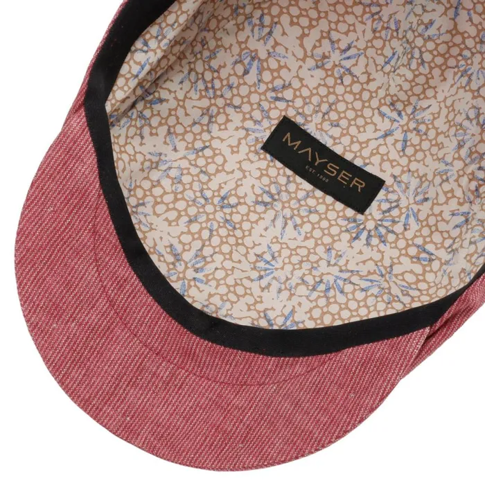 Men Flat Caps Mayser Matteo Stripes Linen Flat Cap Red Men Flat Caps Mayser Matteo Stripes Linen Flat Cap Red