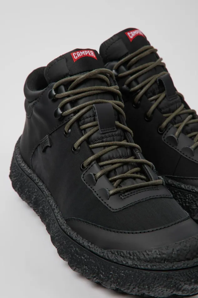 Men Ground MICHELIN Black Textile And Leather Shoes Camper Ankle Boots