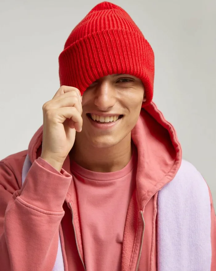 Men Hats Colorful Standard Merino Wool Hat Raspberry Pink
