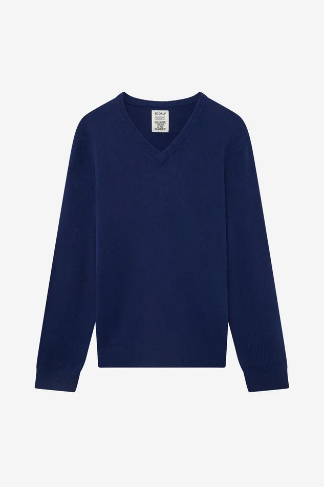 Men Hugo Cashmere Jumper Blue Ecoalf Knitwear