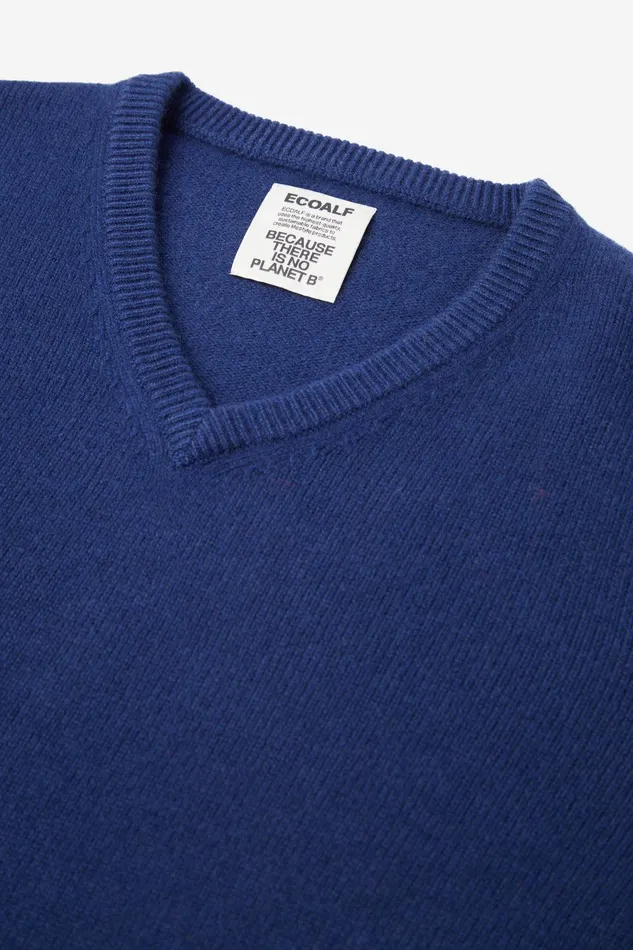 Men Hugo Cashmere Jumper Blue Ecoalf Knitwear
