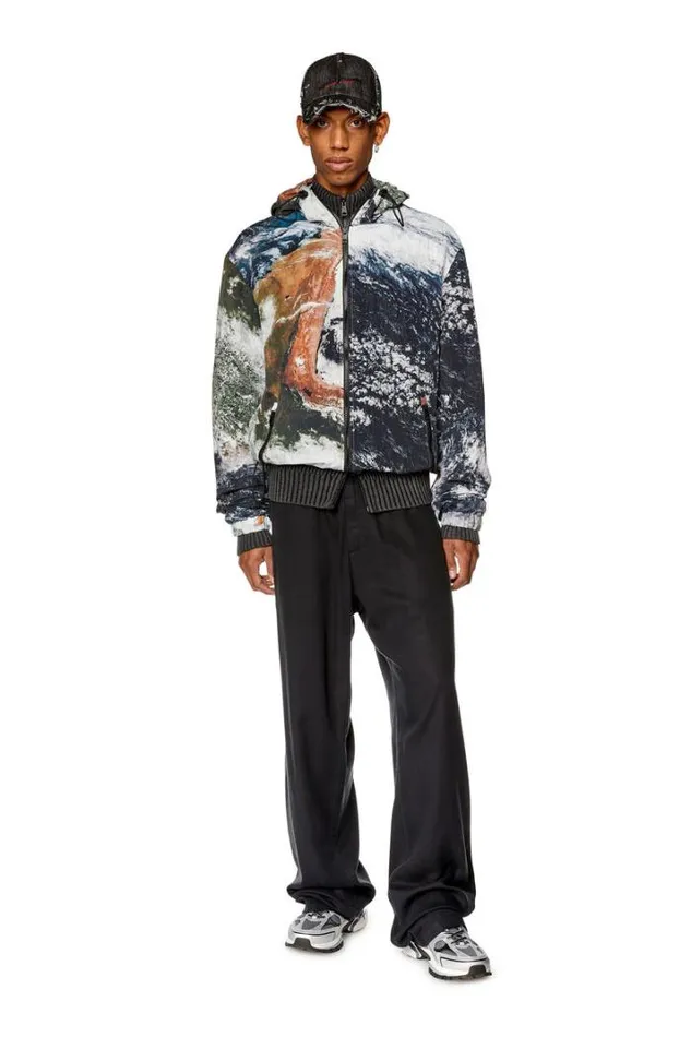 Men JWarrettPrint Blackwhite Diesel Outerwear And Jackets