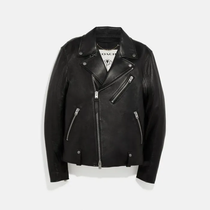 Men Jackets and Outerwear Coach Leather Moto Jacket Black