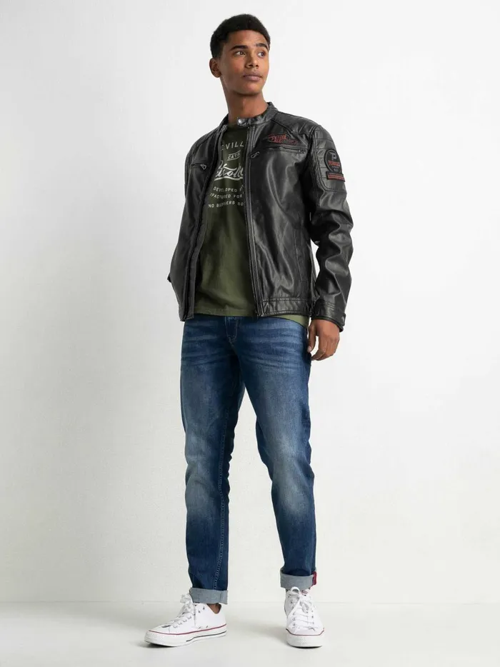 Men Jackets Petrol Industries Biker Jacket Raven Grey