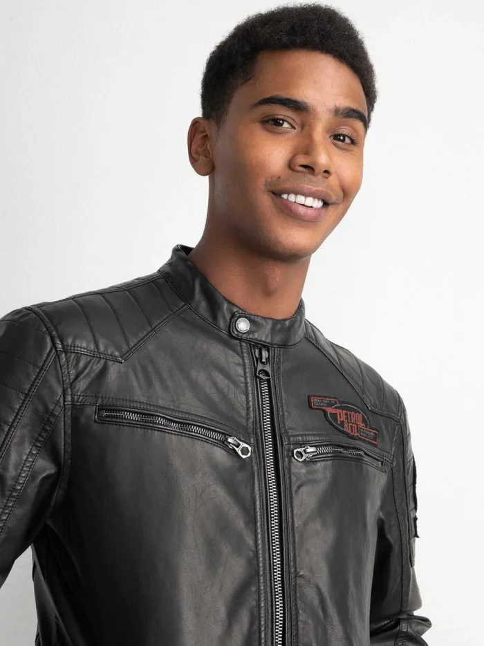 Men Jackets Petrol Industries Biker Jacket Raven Grey