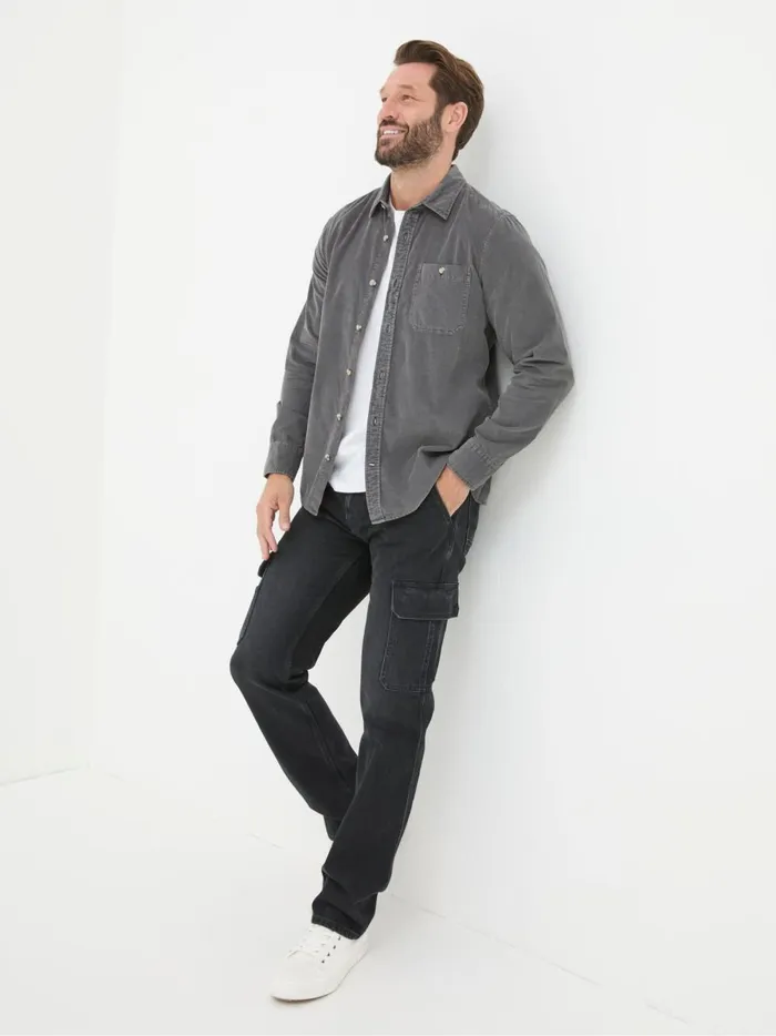 Men Jeans Fat Face Black Cargo Jeans