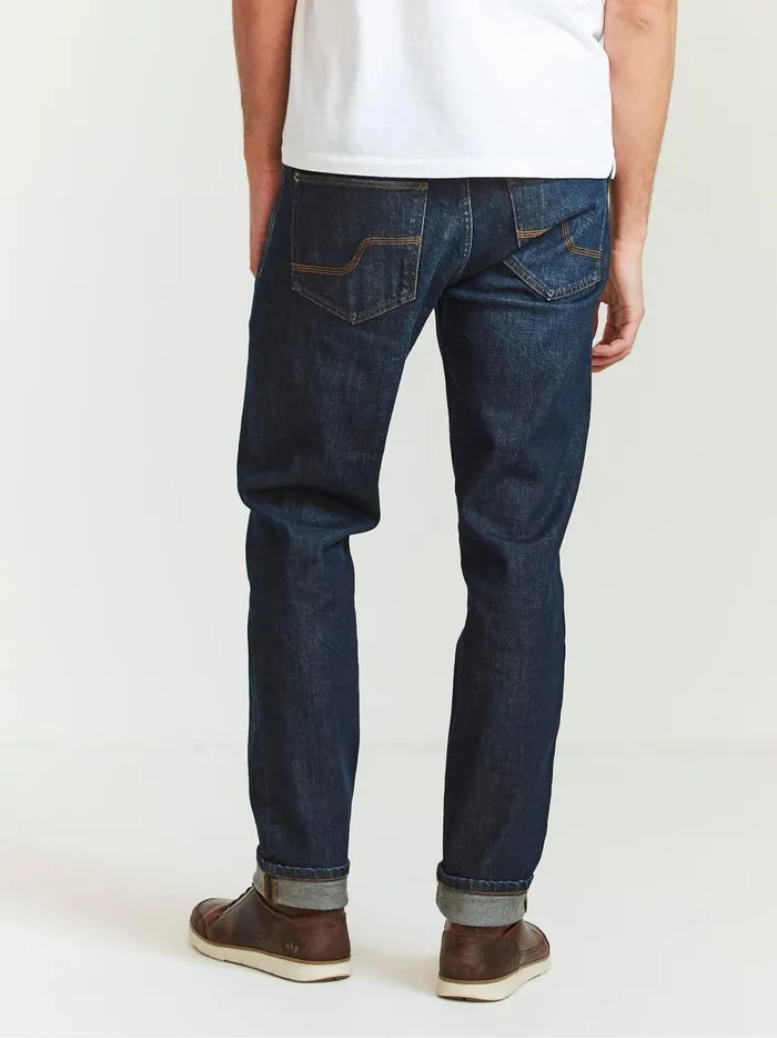 Men Jeans Fat Face Dark Blue Vintage Wash Denim Slim Jeans