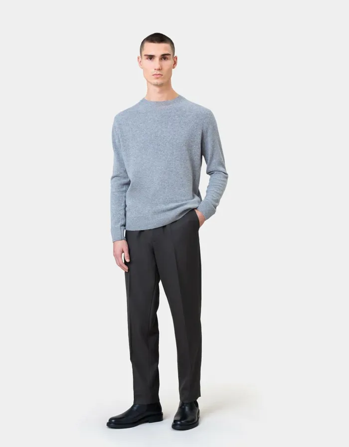 Men Knit Sweaters Colorful Standard Light Merino Wool Crew Lava Grey