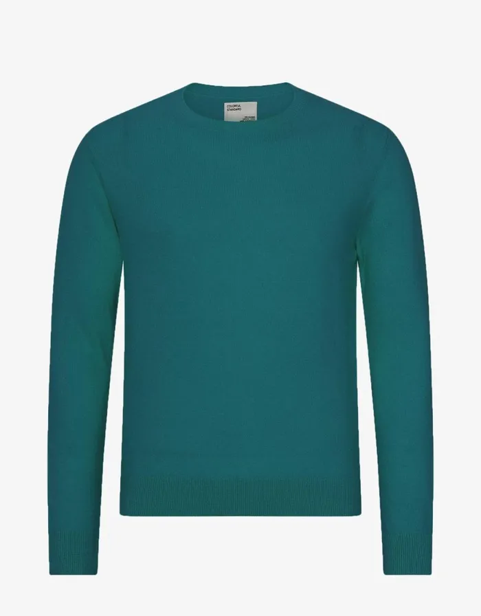 Men Knit Sweaters Colorful Standard Light Merino Wool Crew Ocean Green