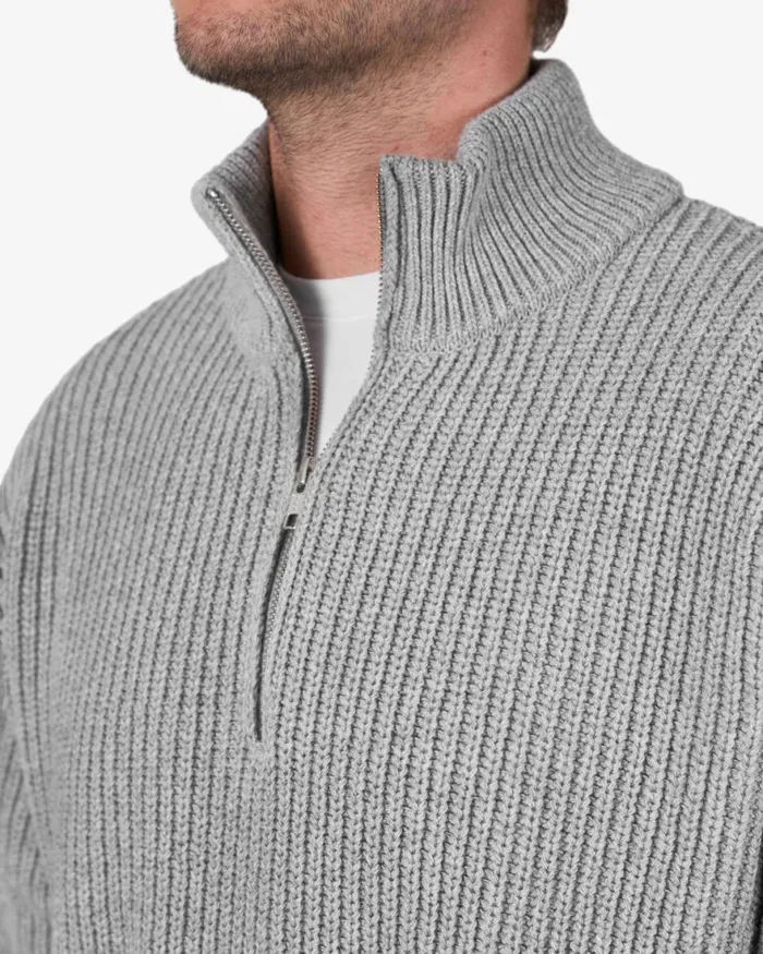 Men Knit Sweaters Colorful Standard Merino Quarter Zip Dusty Olive