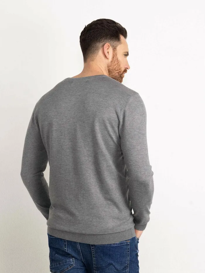 Men Knits and Sweats Petrol Industries Essential VNeck Knit Light Slate Melee