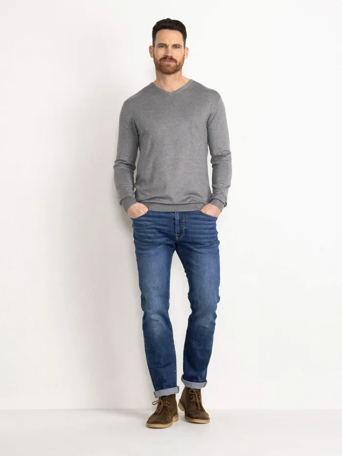 Men Knits and Sweats Petrol Industries Essential VNeck Knit Light Slate Melee
