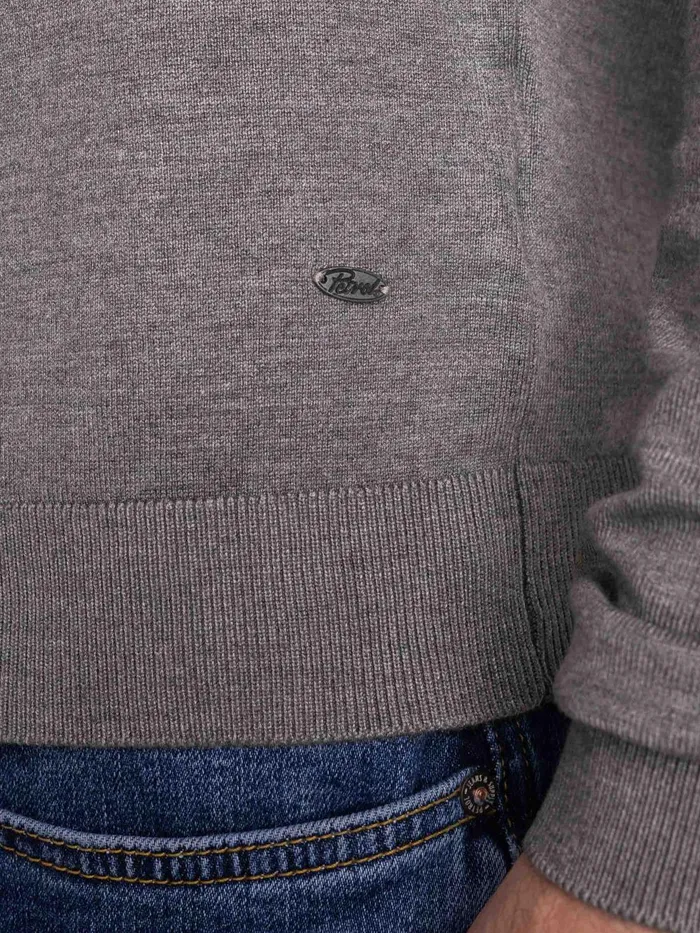 Men Knits and Sweats Petrol Industries Essential VNeck Knit Light Slate Melee