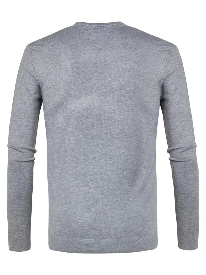 Men Knits and Sweats Petrol Industries Essential VNeck Knit Light Slate Melee
