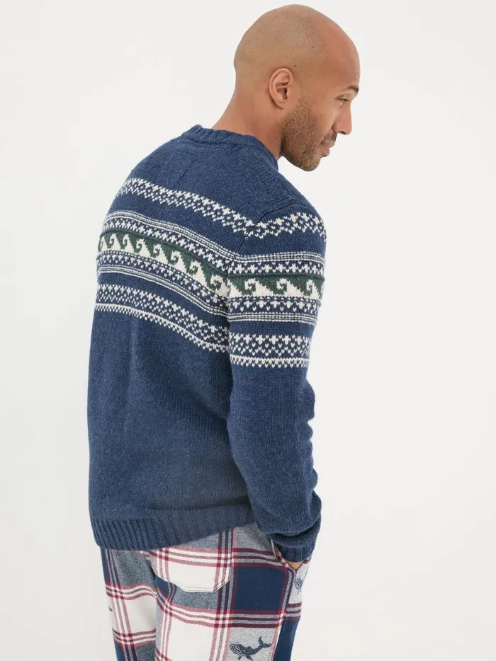 Men Knitwear Fat Face Navy Wave Knitted Jumper Men Knitwear Fat Face Navy Wave Knitted Jumper