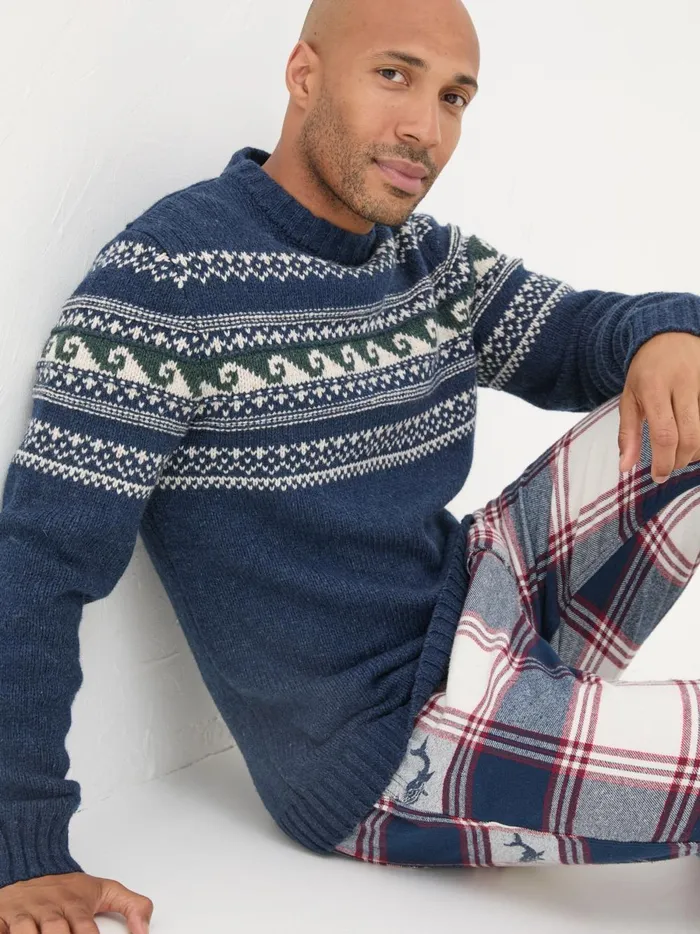 Men Knitwear Fat Face Navy Wave Knitted Jumper Men Knitwear Fat Face Navy Wave Knitted Jumper
