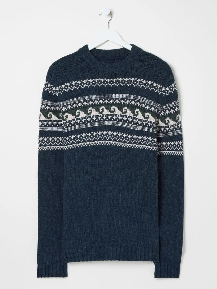 Men Knitwear Fat Face Navy Wave Knitted Jumper Men Knitwear Fat Face Navy Wave Knitted Jumper