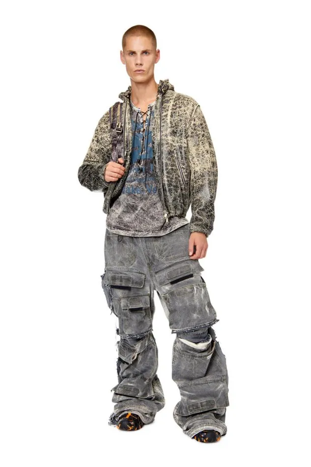 Men LRam Beigeblack Diesel Outerwear And Jackets