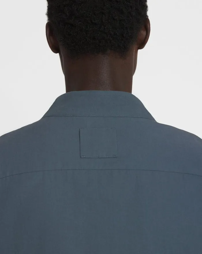 Men Lanvin Shirts Fluid Cotton Ascot Collar Top Steel Men Lanvin Shirts Fluid Cotton Ascot Collar Top Steel