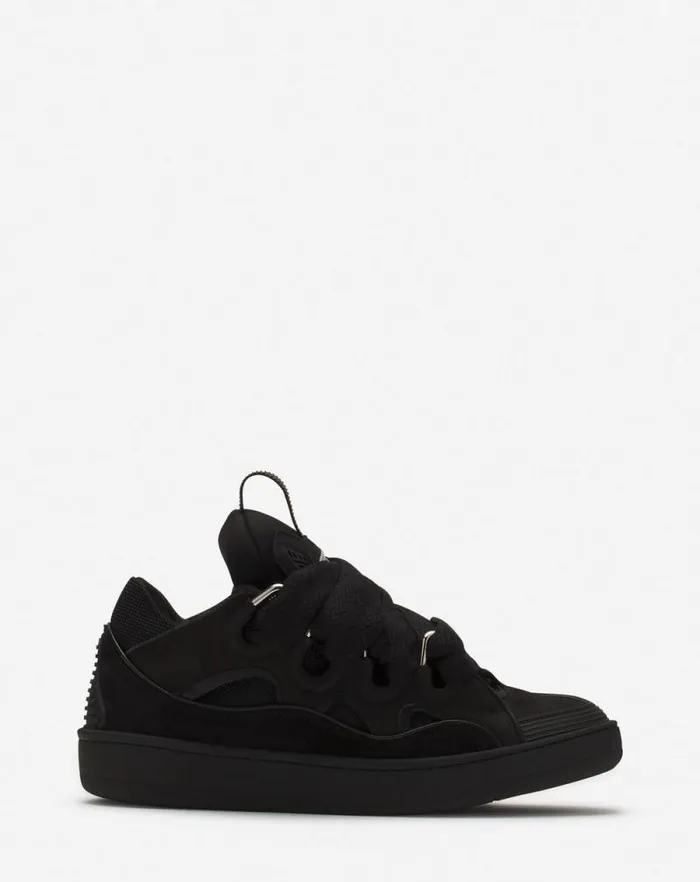 Men Lanvin Sneakers Curb Leather Sneakers Blackblack