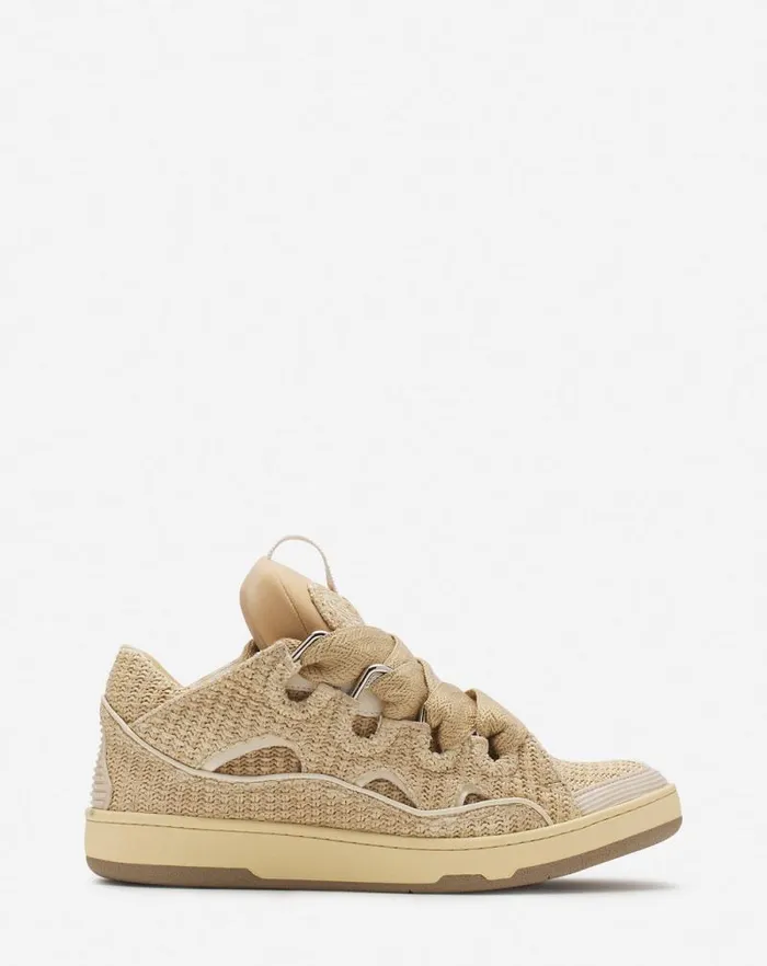 Men Lanvin Sneakers Curb Raffia Sneakers Natural