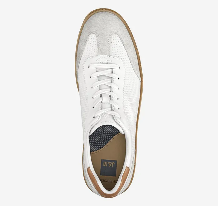 Men Mcguffey TToe White Embossed Full Grainsuede JohnstonandMurphy LaceUps Men Mcguffey TToe White Embossed Full Grainsuede JohnstonandMurphy LaceUps