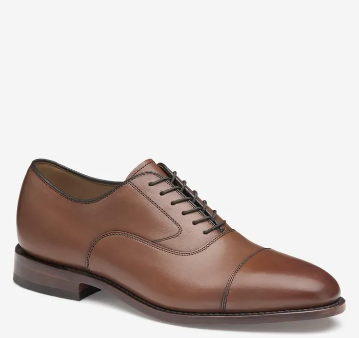 Men Melton Cap Toe Tan Calfskin JohnstonandMurphy LaceUps
