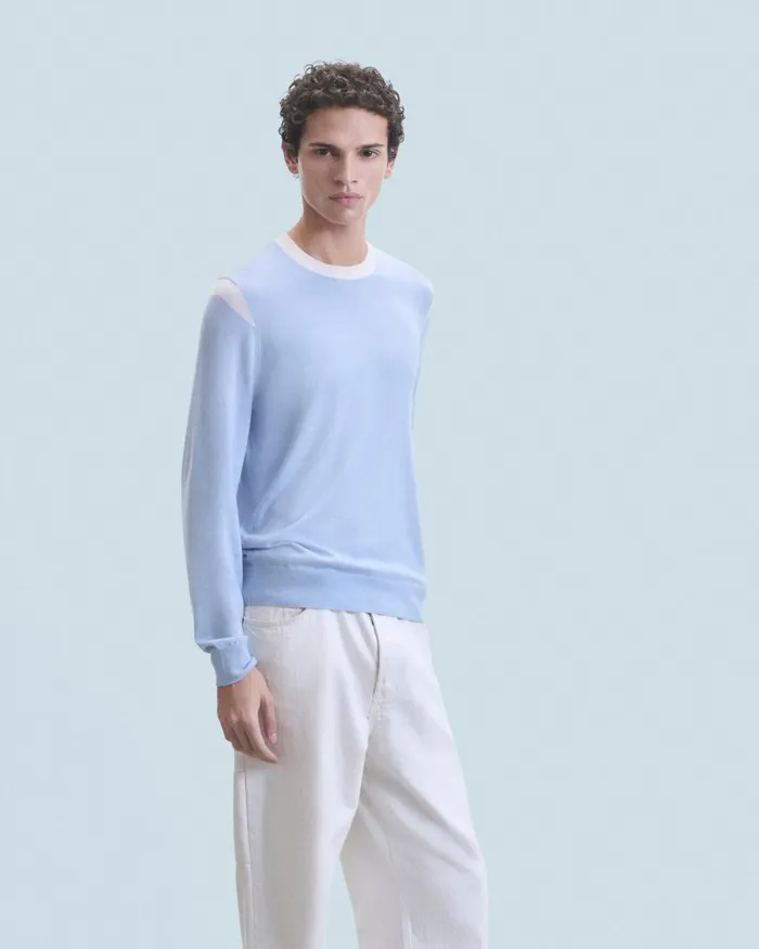 Men Merino Wool Sweaters From Future Crewneck Sweater Cloud Blue
