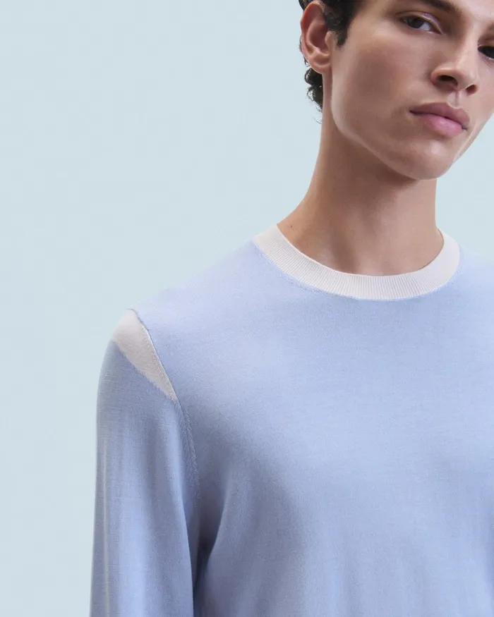 Men Merino Wool Sweaters From Future Crewneck Sweater Cloud Blue
