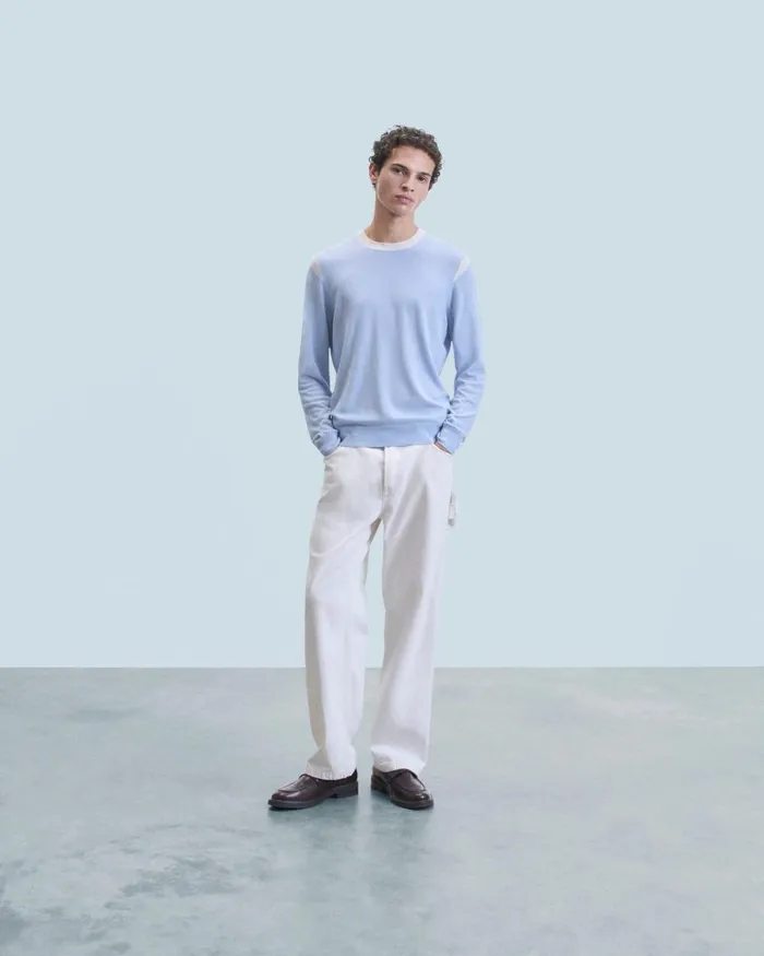 Men Merino Wool Sweaters From Future Crewneck Sweater Cloud Blue
