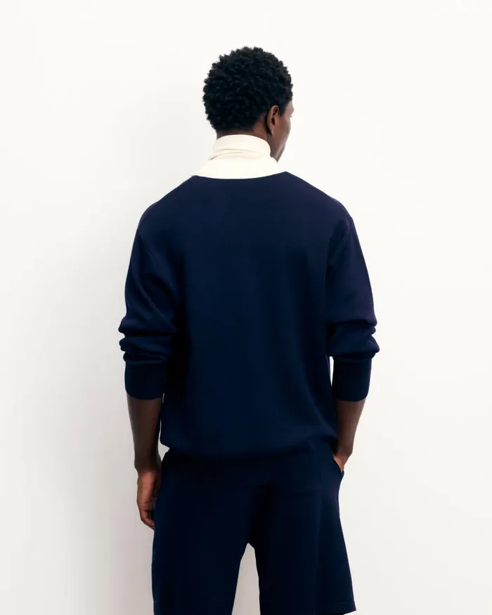 Men Merino Wool Sweaters From Future Tricolor Stripes Sweater Vest Navy