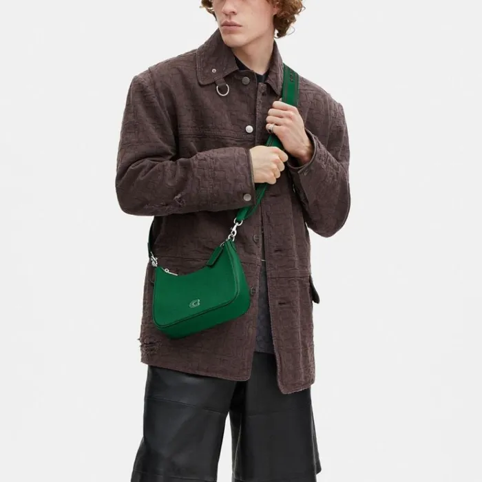 Men Messenger and Crossbody Coach Hobo Crossbody With Signature Canvas Detail Green Men Messenger and Crossbody Coach Hobo Crossbody With Signature Canvas Detail Green