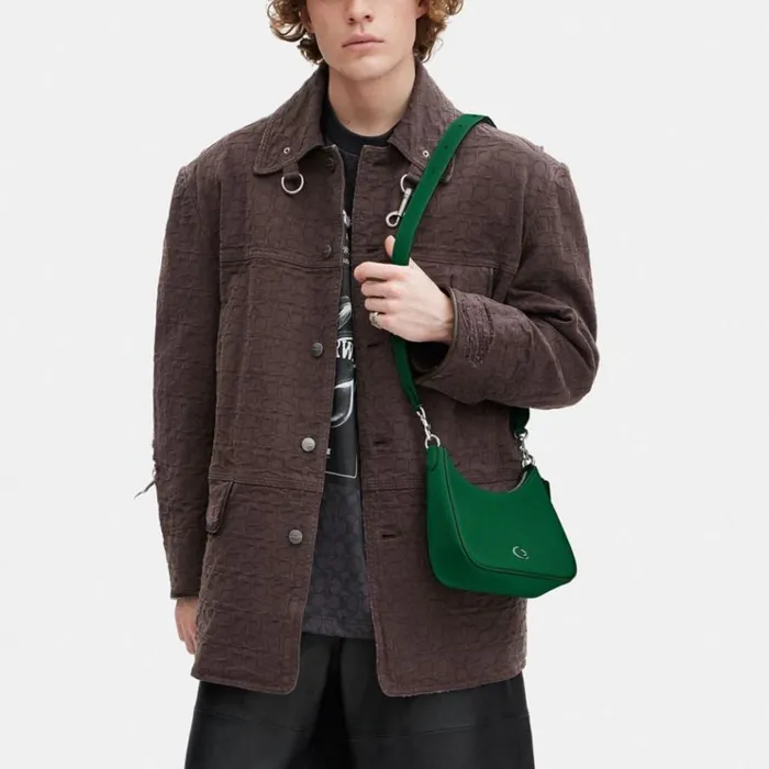Men Messenger and Crossbody Coach Hobo Crossbody With Signature Canvas Detail Green Men Messenger and Crossbody Coach Hobo Crossbody With Signature Canvas Detail Green