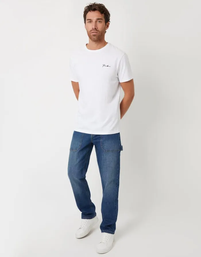 Men Mid Wash Stretch Straight Leg Carpenter Jeans Threadbare Straight Leg Men Mid Wash Stretch Straight Leg Carpenter Jeans Threadbare Straight Leg